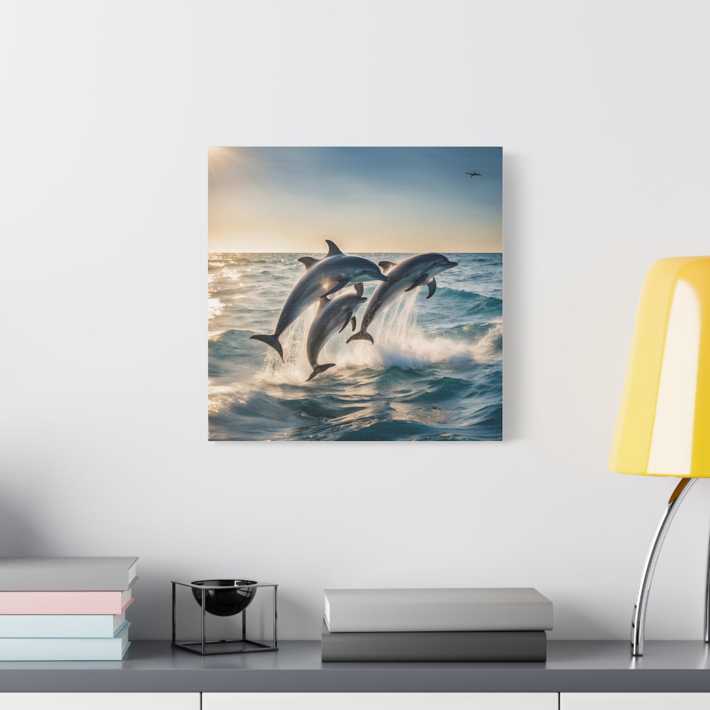 Dolphins Print Wall Art | Matte Canvas, Stretched, 1.25" | Animal Lover | Oceanic | Sea Life |