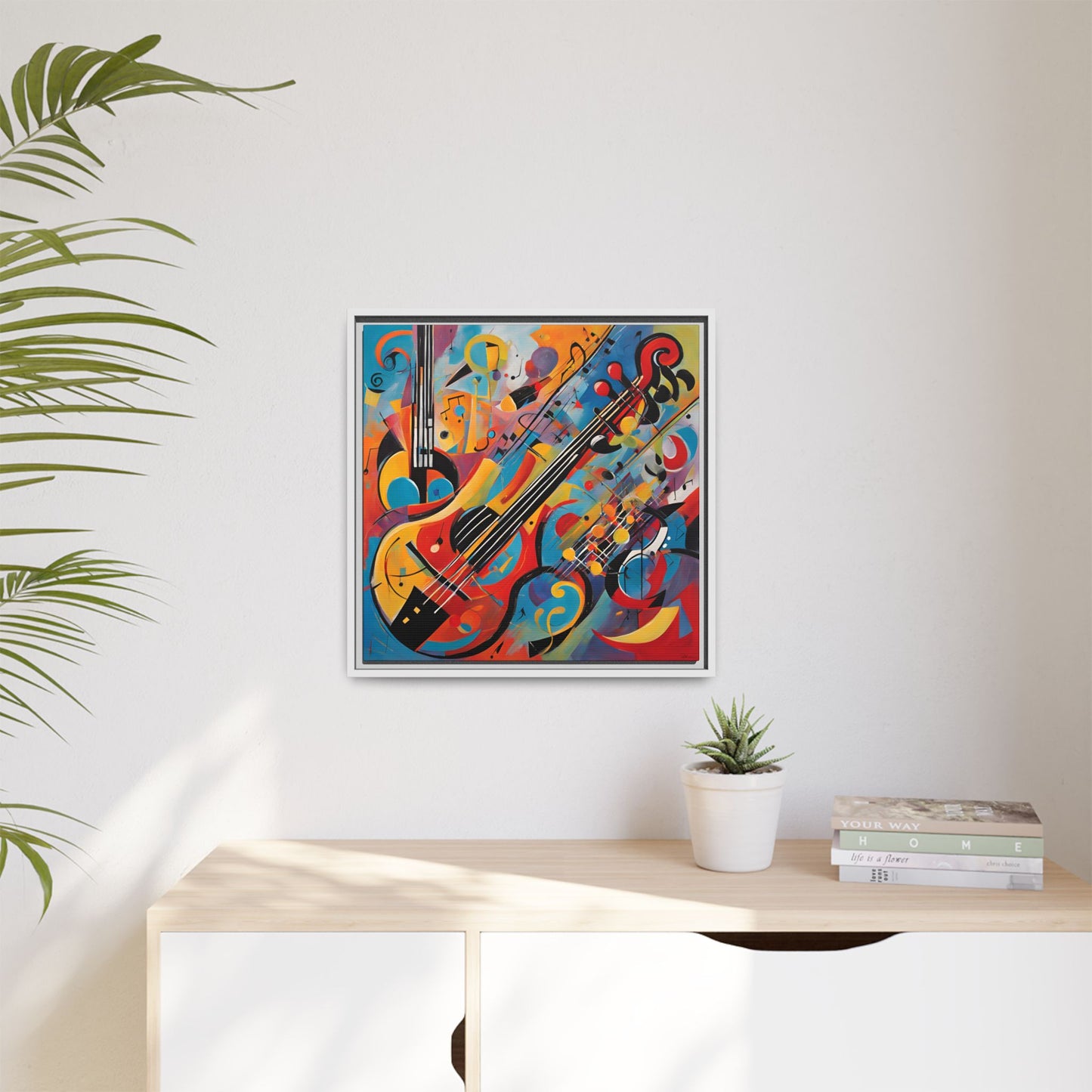 Modern Music-Themed Print Abstract Design Unique Framed Canvas Print Guitar Wall Art Music Lover Gift Decor 3 frame colors