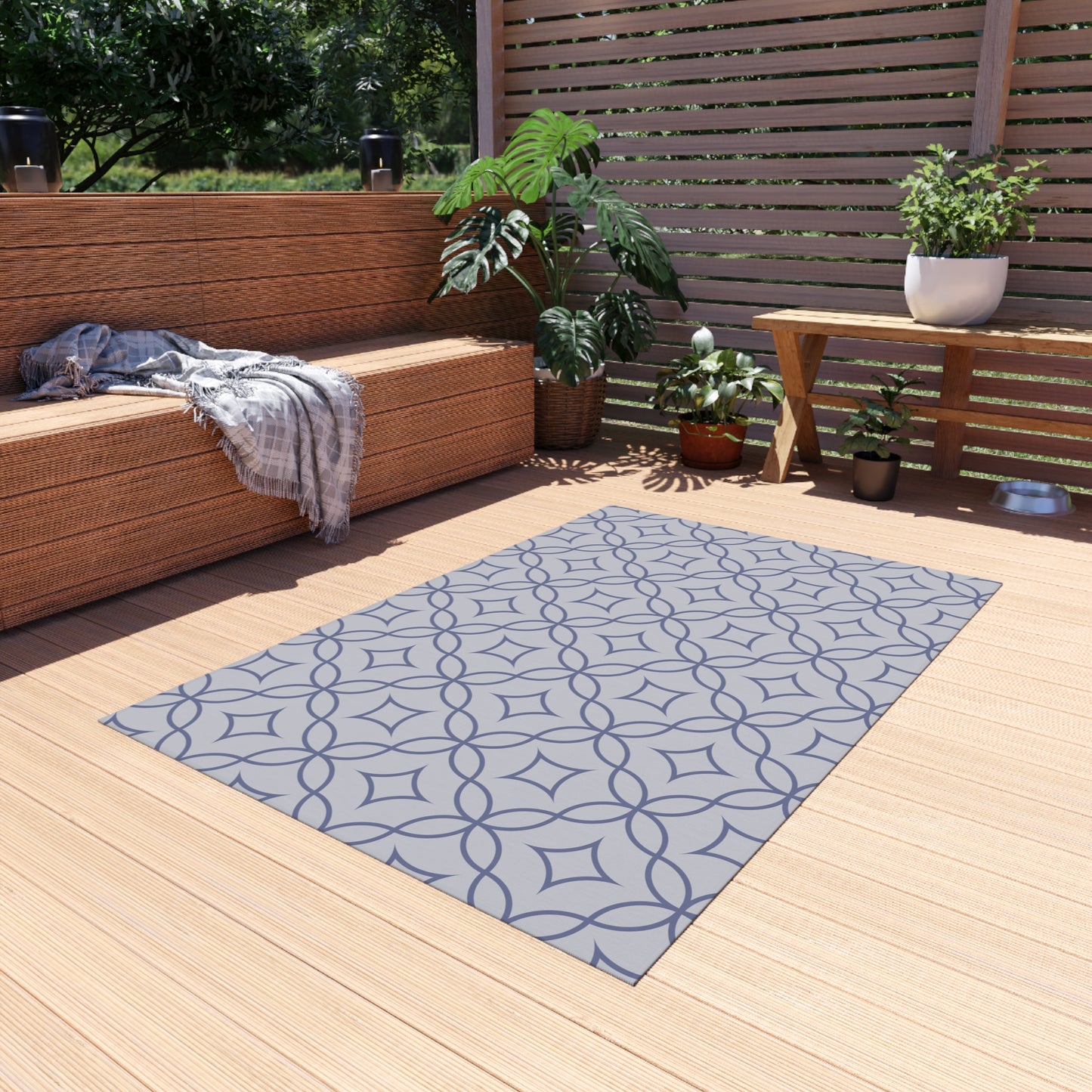 Chenille Outdoor Rug with No-Skid Backing Cozy Outdoor Carpet Grey Patio Decor Gazebo Rug Pool Area Decor Outdoor Kitchen Carpet