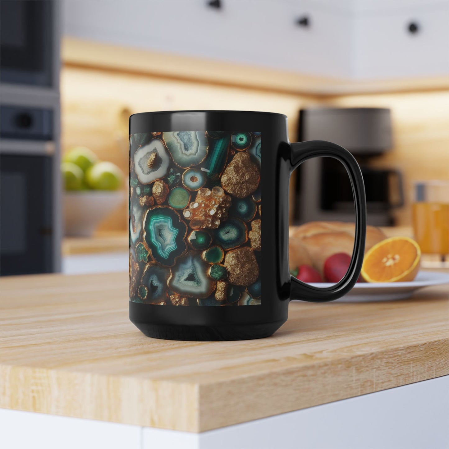 Ceramic Coffee Mug Quartz-Inspired Agate Image Nature Lover Ceramic Unique Colorful Teacup Geode Rock Gemstone Lover Ceramic 15 oz Mug