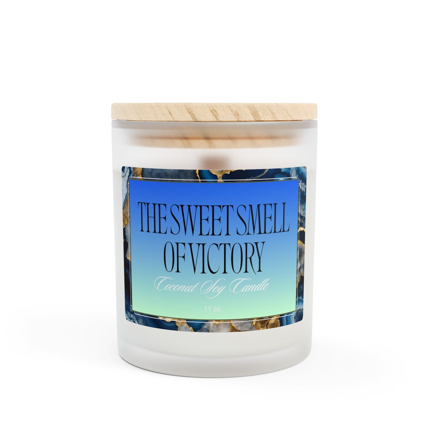 Artisanal Coconut Soy Frosted Glass Candle with Wooden Wick and Raw Maple Lid 11 oz Hand Poured Victory Success Candle 50 hr burn time