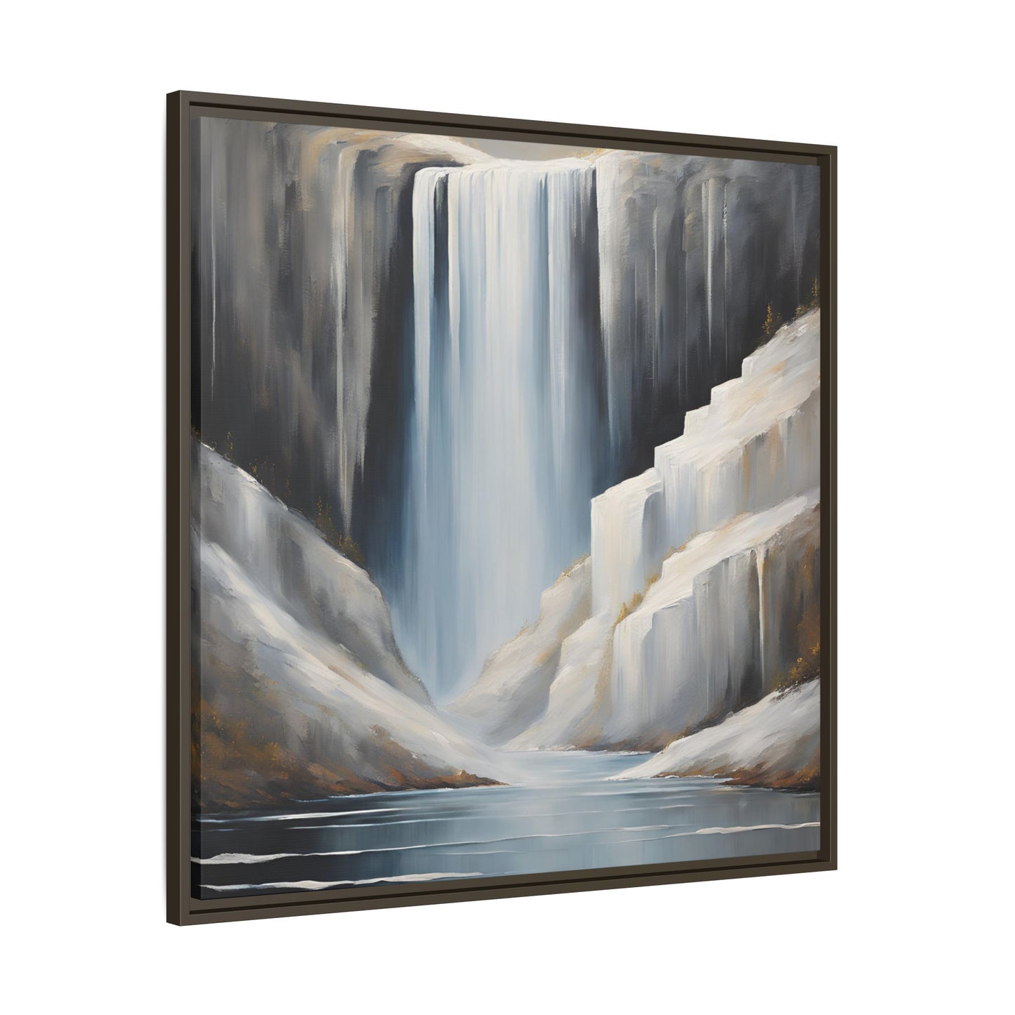 Modern Abstract Waterfall Design Unique Framed Canvas Wall Art Ocean Beach Gift Nature Lover Gift Mountain Landscape Gift 3 frame colors