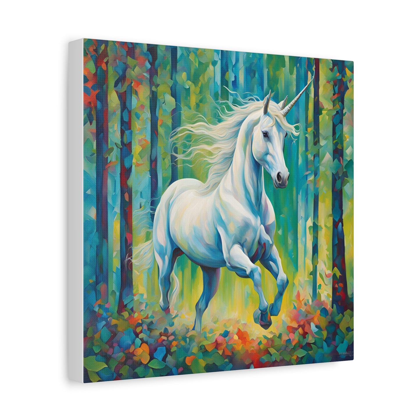 Unicorn Print Wall Art | Matte Canvas, Stretched, 1.25" | Fantasy Anime Modern Art Print Mystical Creature Gift
