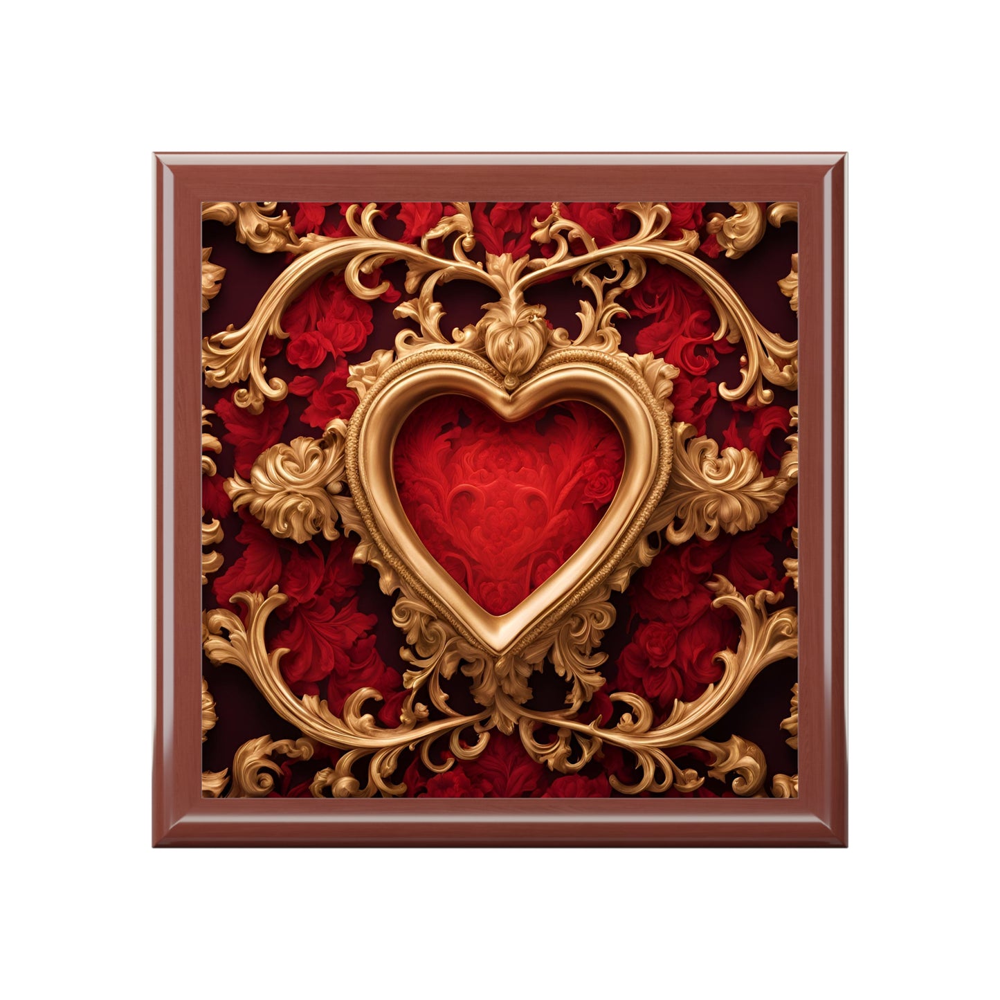 Unique Heart Art Print Design Jewelry Box Trinket Box Bedroom Dresser Decor Vanity Gift Box - 3 colors to choose from