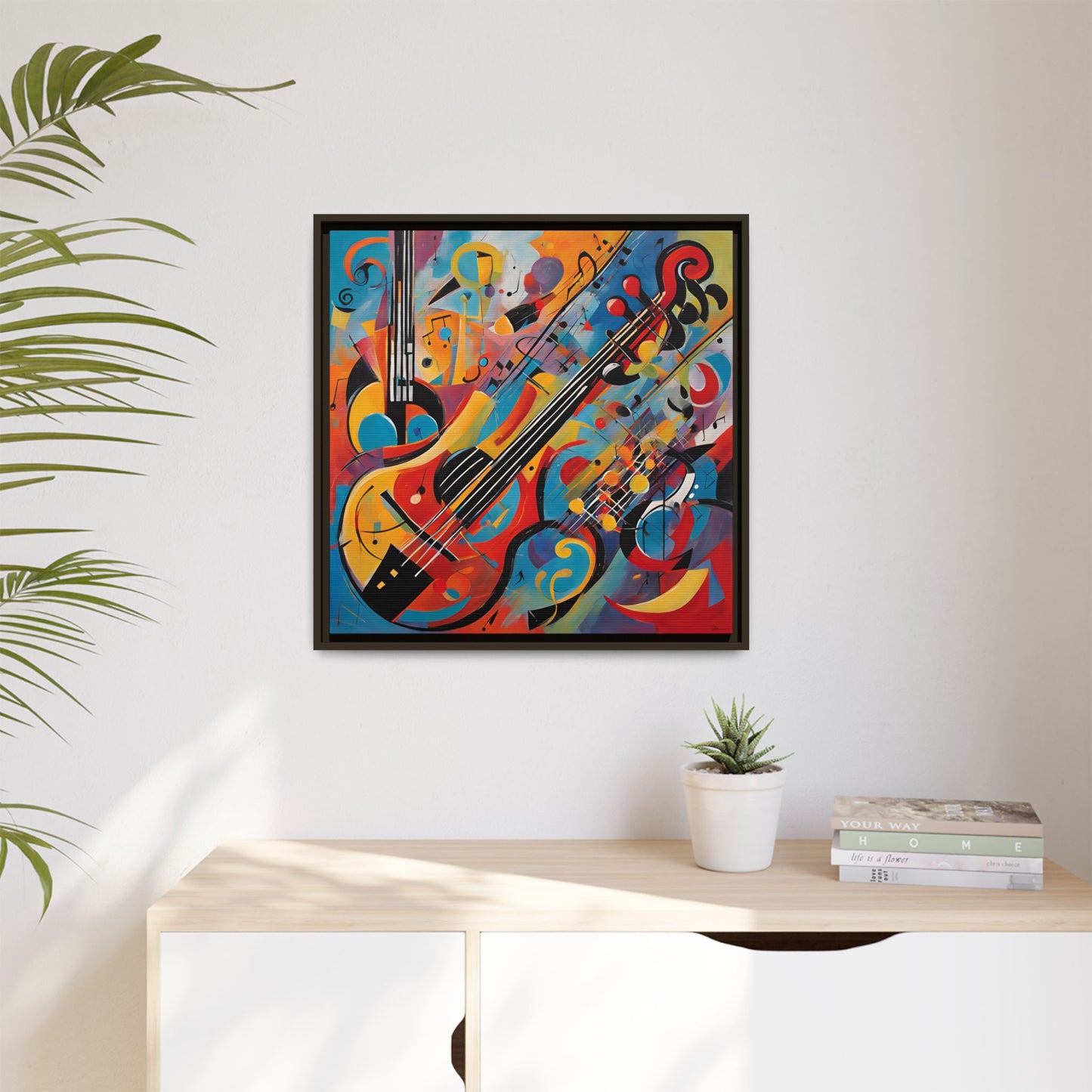 Modern Music-Themed Print Abstract Design Unique Framed Canvas Print Guitar Wall Art Music Lover Gift Decor 3 frame colors