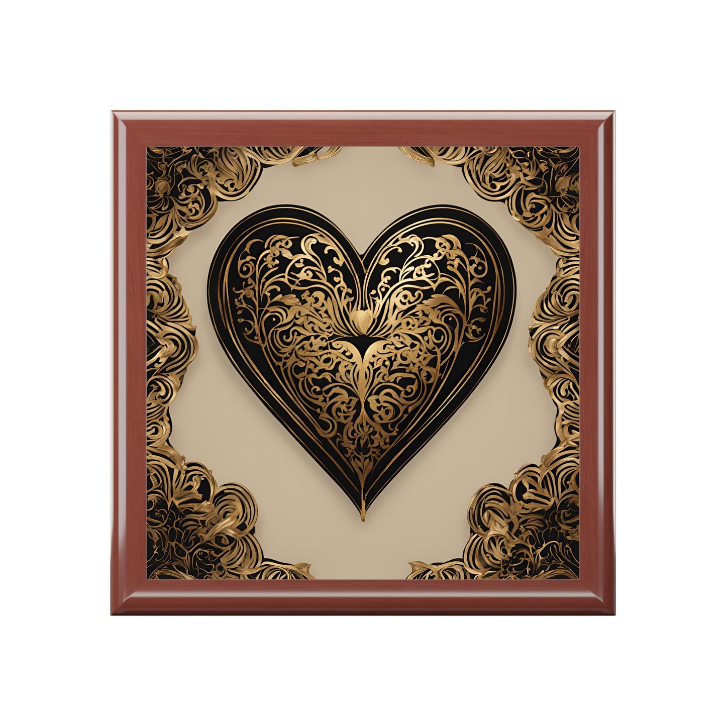 Unique Heart Art Print Design Jewelry Box Trinket Box Bedroom Dresser Decor Vanity Gift Box - 3 colors to choose from