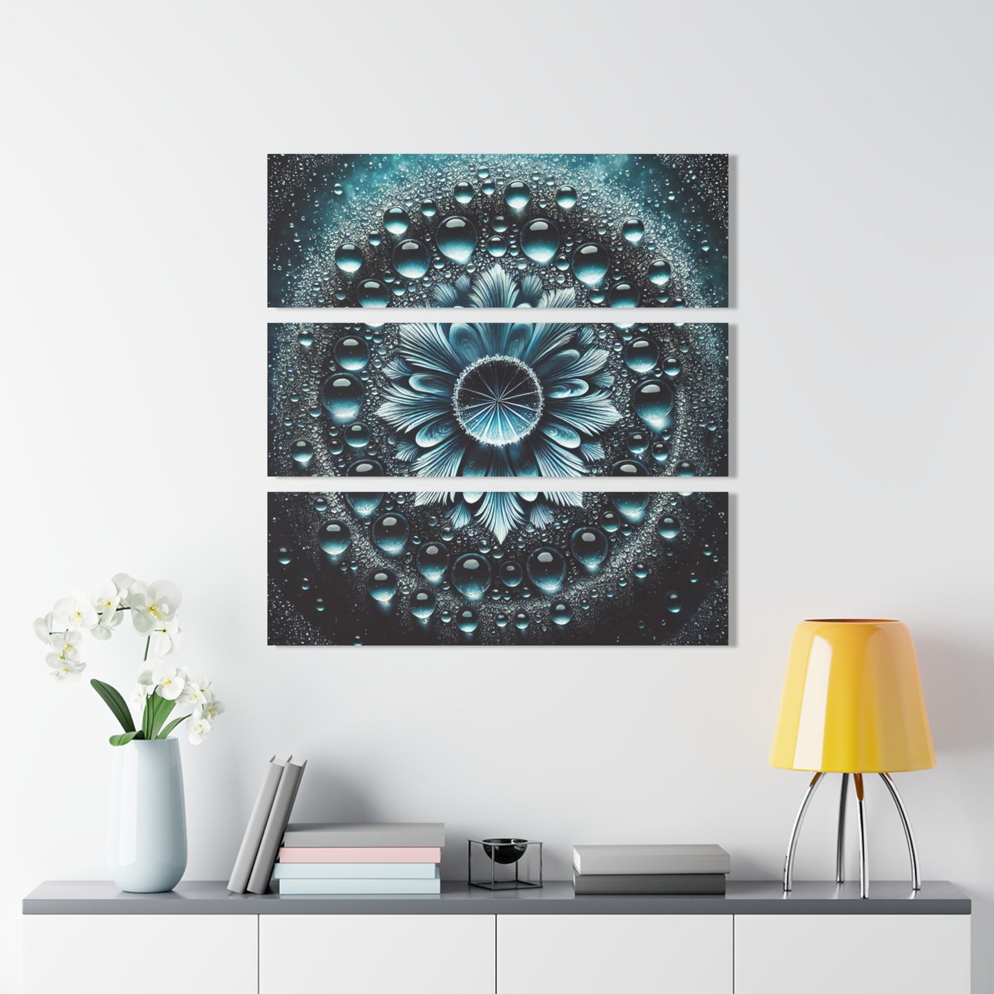Water Droplet Modern Design Triptych 3-Panel Acrylic Print Wall Art Unique Water Themed Interior Acrylic Decor