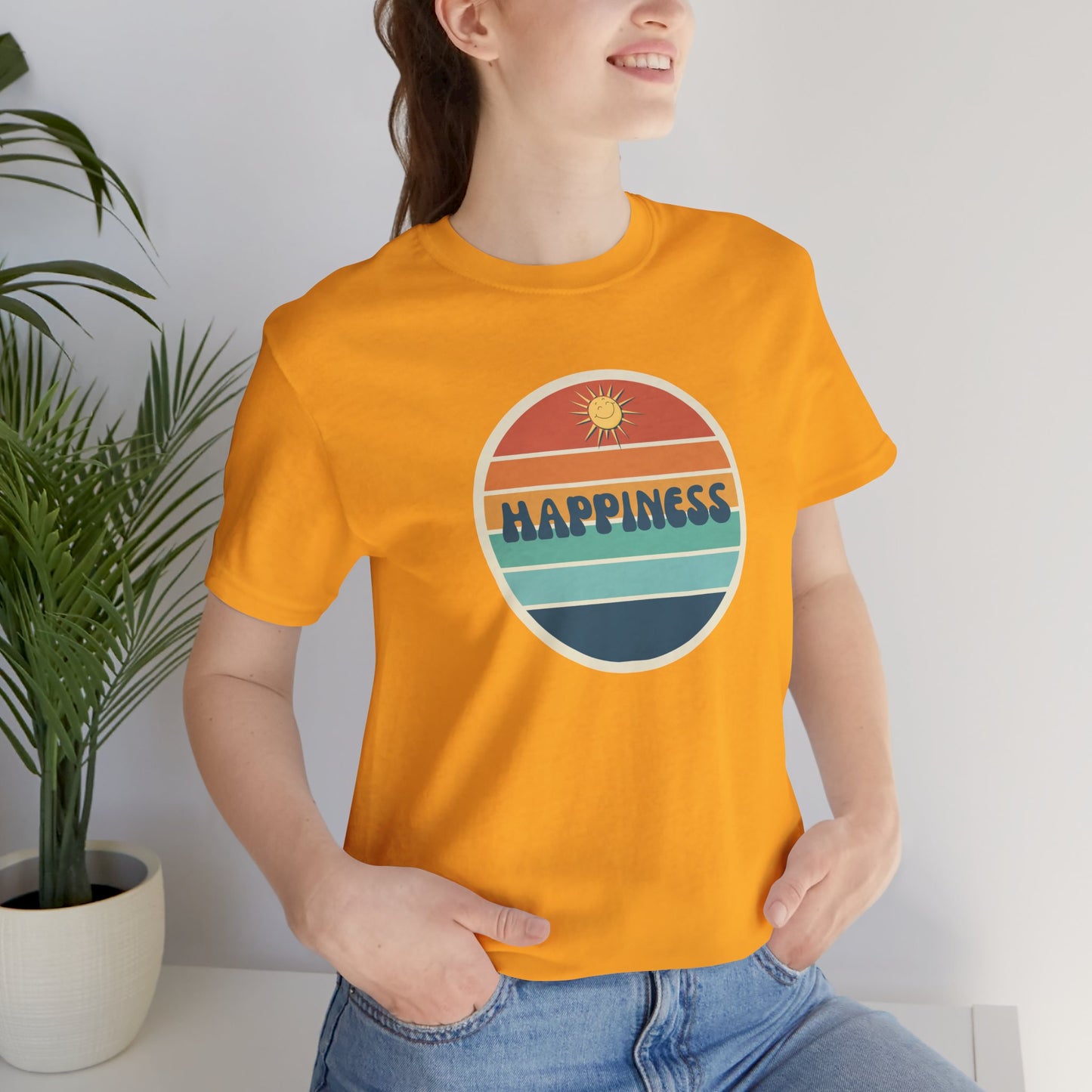Happiness T-shirt | Unisex Uplifting Positivity Tee | Inspirational Happy Retro Sunshine Shirt |