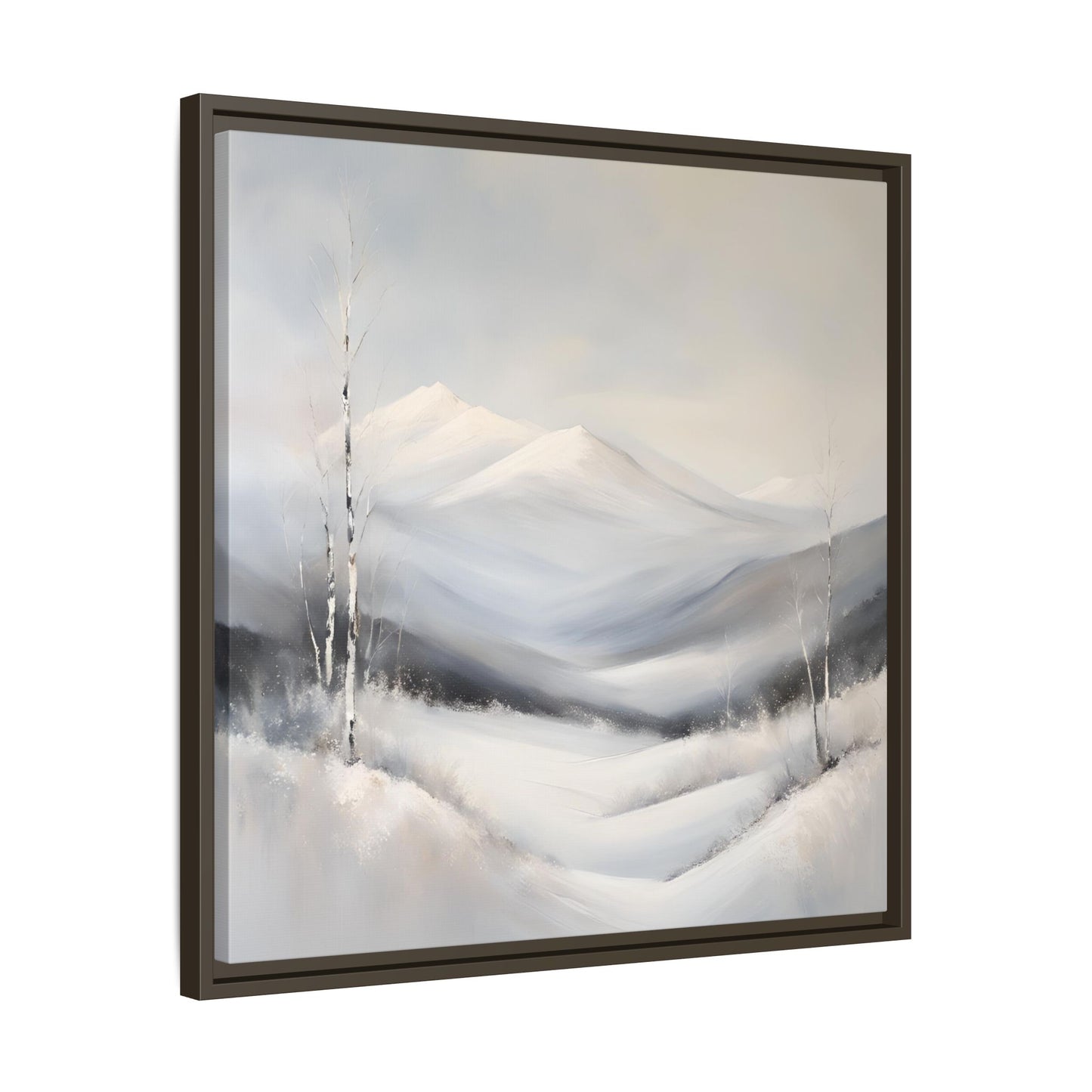 Modern Abstract Mountain Design Unique Framed Canvas Wall Art Snowy Gift Nature Lover Gift 3 frame colors
