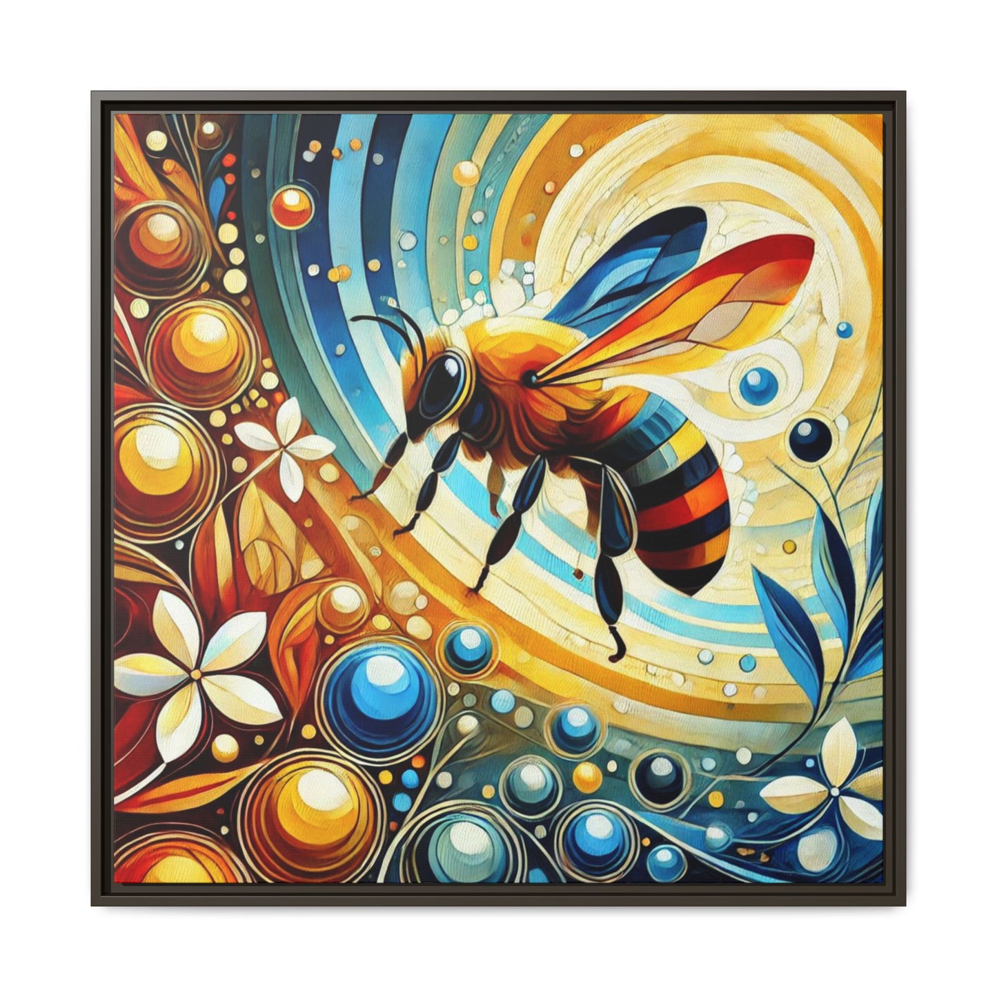 Modern Bee Print Abstract Design Unique Framed Canvas Print Insect Lover Wall Art Animal Lover Nature Lover Decor 3 frame colors