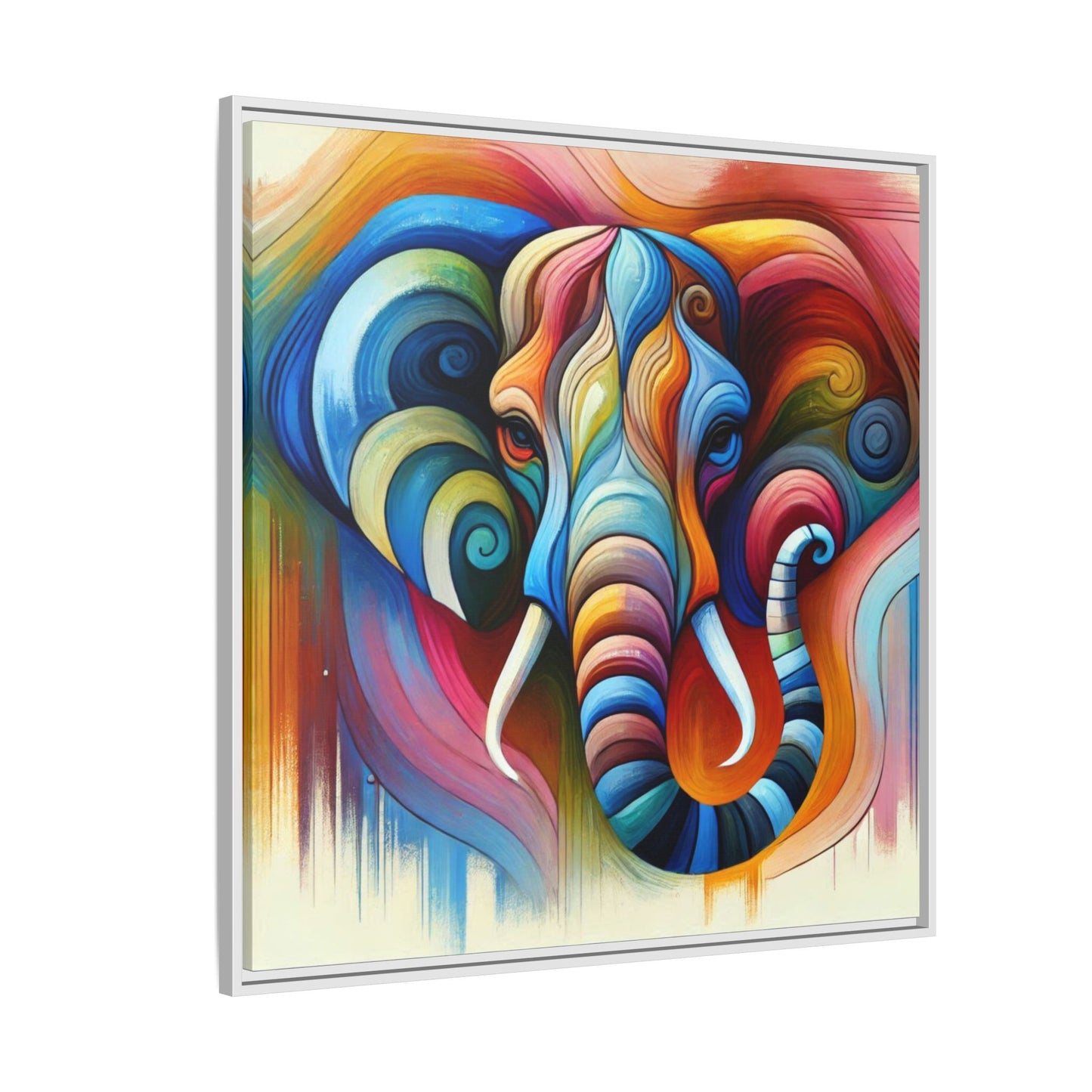 Modern Elephant Print Abstract Design Unique Framed Canvas Print African Wall Art Animal Lover Gift Nature Lover Decor 3 frame colors