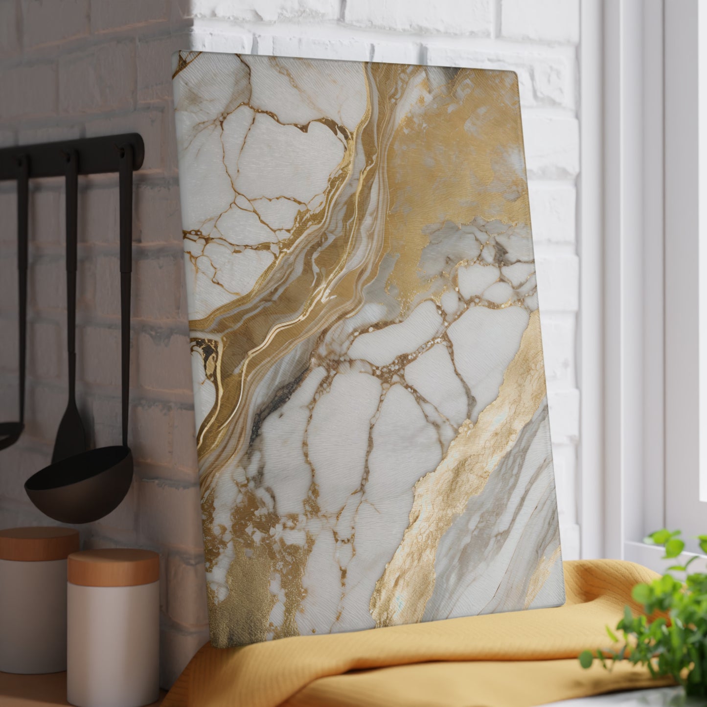 Kitchen Decor Glass Cutting Board Serving Tray with Quartz-look Design Cutting Board Gift for Home Cook Fun Marble-look Charcuterie Board