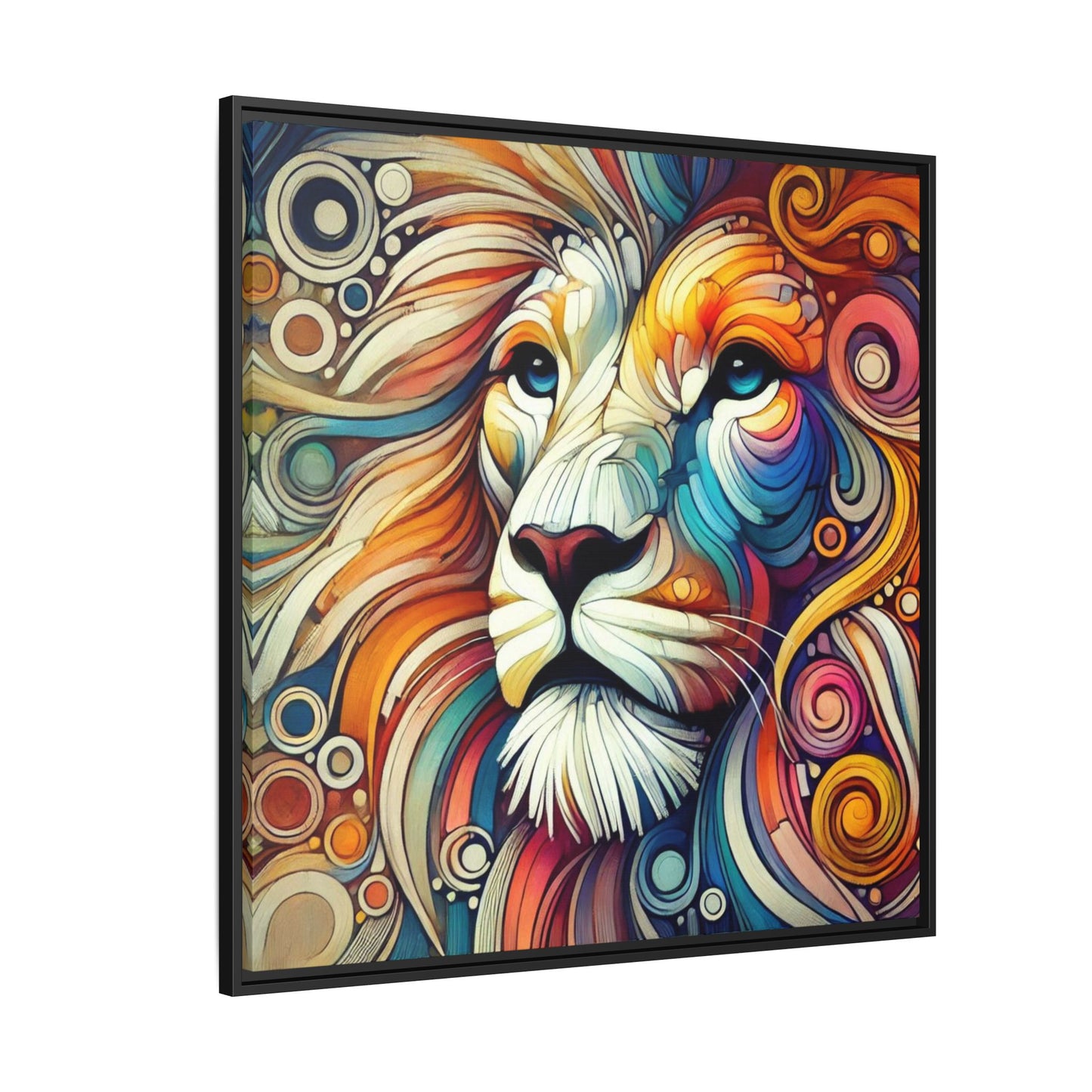 Modern Lion Print Abstract Design Unique Framed Canvas Print King of Jungle Wall Art Animal Lover Gift Nature Lover Decor 3 frame colors