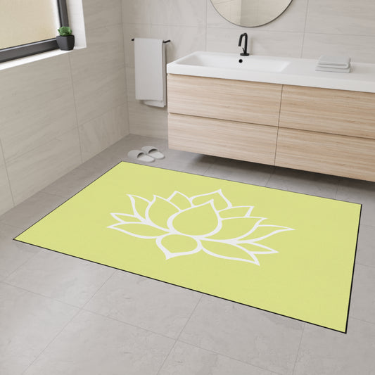 Decorative Heavy Duty Non-Slip Floor Mat Stylish Design Perfect for Entryway Kitchen Décor Yellow Lotus Blossom Floral Design Rug Bath Mat