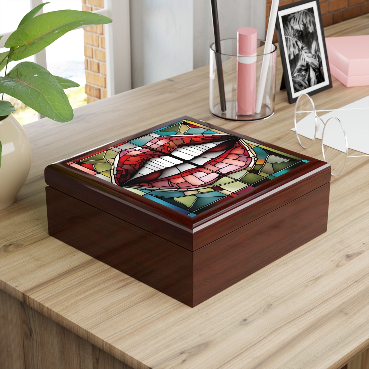 Unique Art Print Design Jewelry Box Trinket Box Bedroom Dresser Decor Vanity Gift Box - 3 colors to choose from
