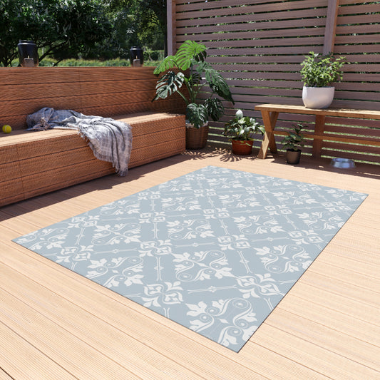 Chenille Print Pattern Outdoor Rug with No-Skid Backing Cozy Outdoor Carpet Patio Decor Gazebo Rug Pool Area Decor Outdoor Kitchen Carpet