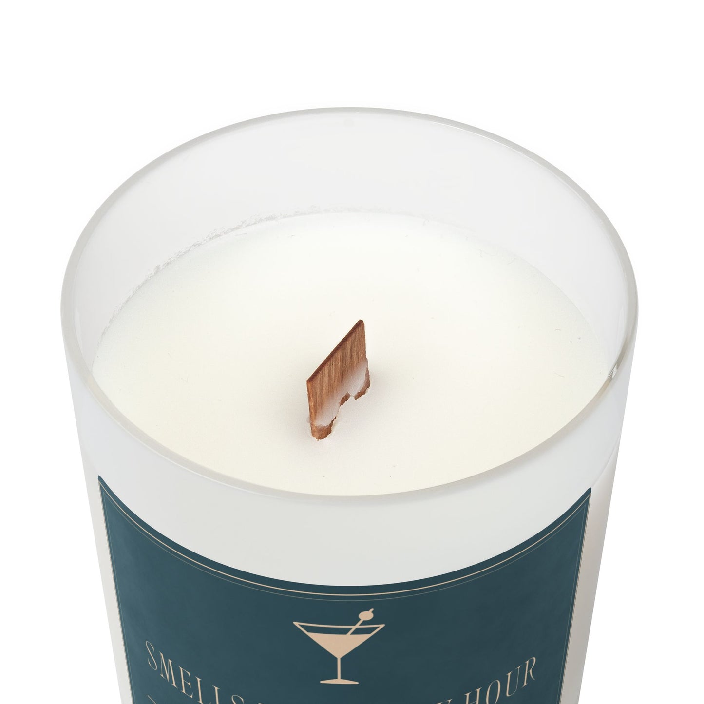 Artisanal Coconut Soy Frosted Glass Candle with Wooden Wick and Raw Maple Lid 11 oz Hand Poured Happy Hour Cocktails Candle 50 hr burn time
