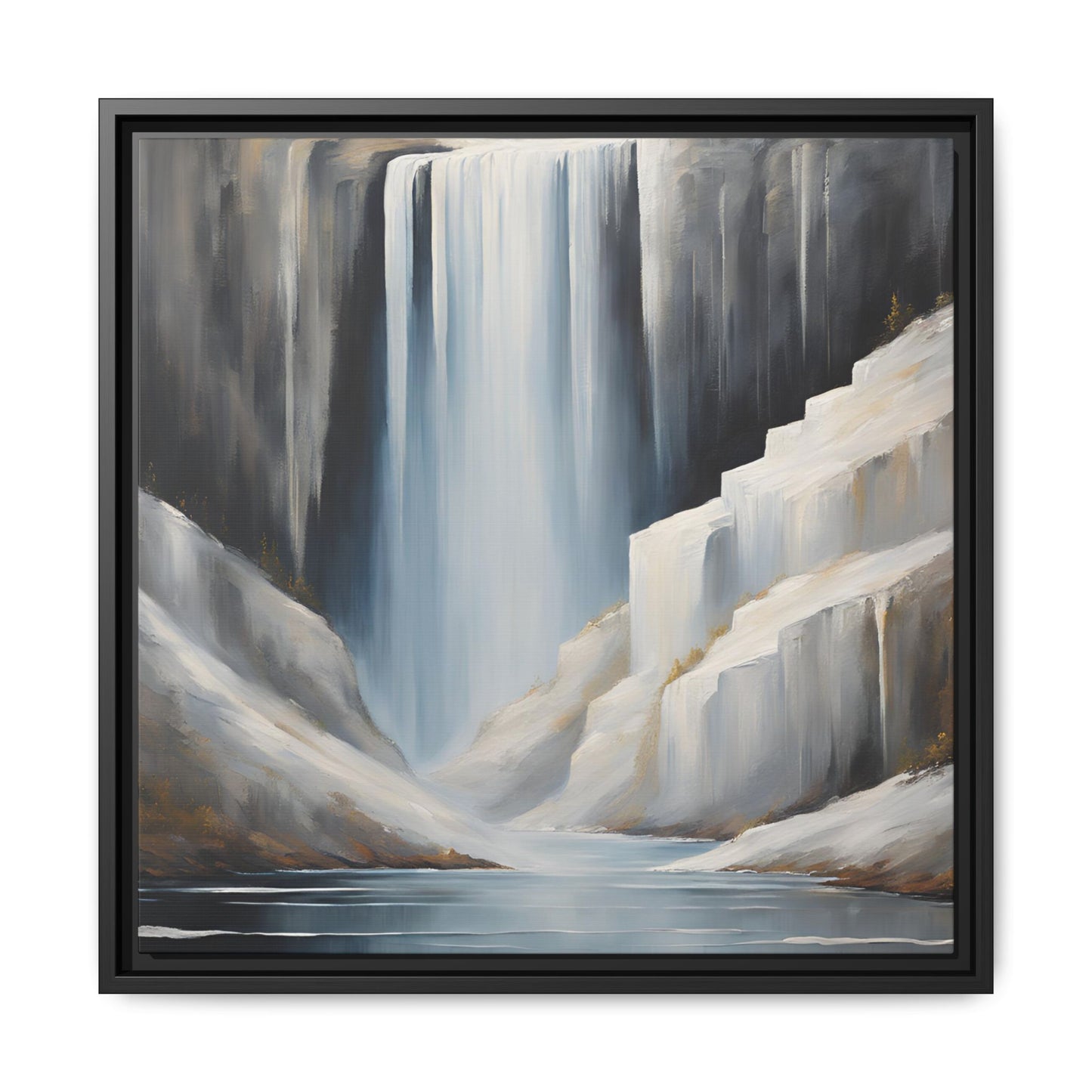 Modern Abstract Waterfall Design Unique Framed Canvas Wall Art Ocean Beach Gift Nature Lover Gift Mountain Landscape Gift 3 frame colors