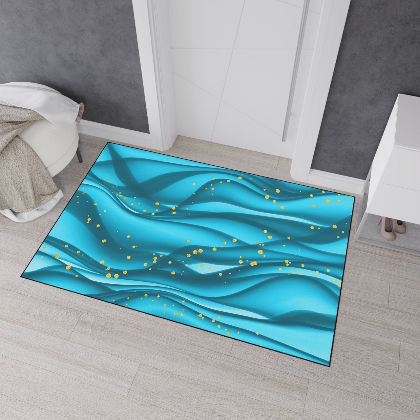 Decorative Heavy Duty Non-Slip Floor Mat Stylish Design Perfect for Entryway Kitchen Décor Beachy Wave Design Rug Tropical Bathroom Floor