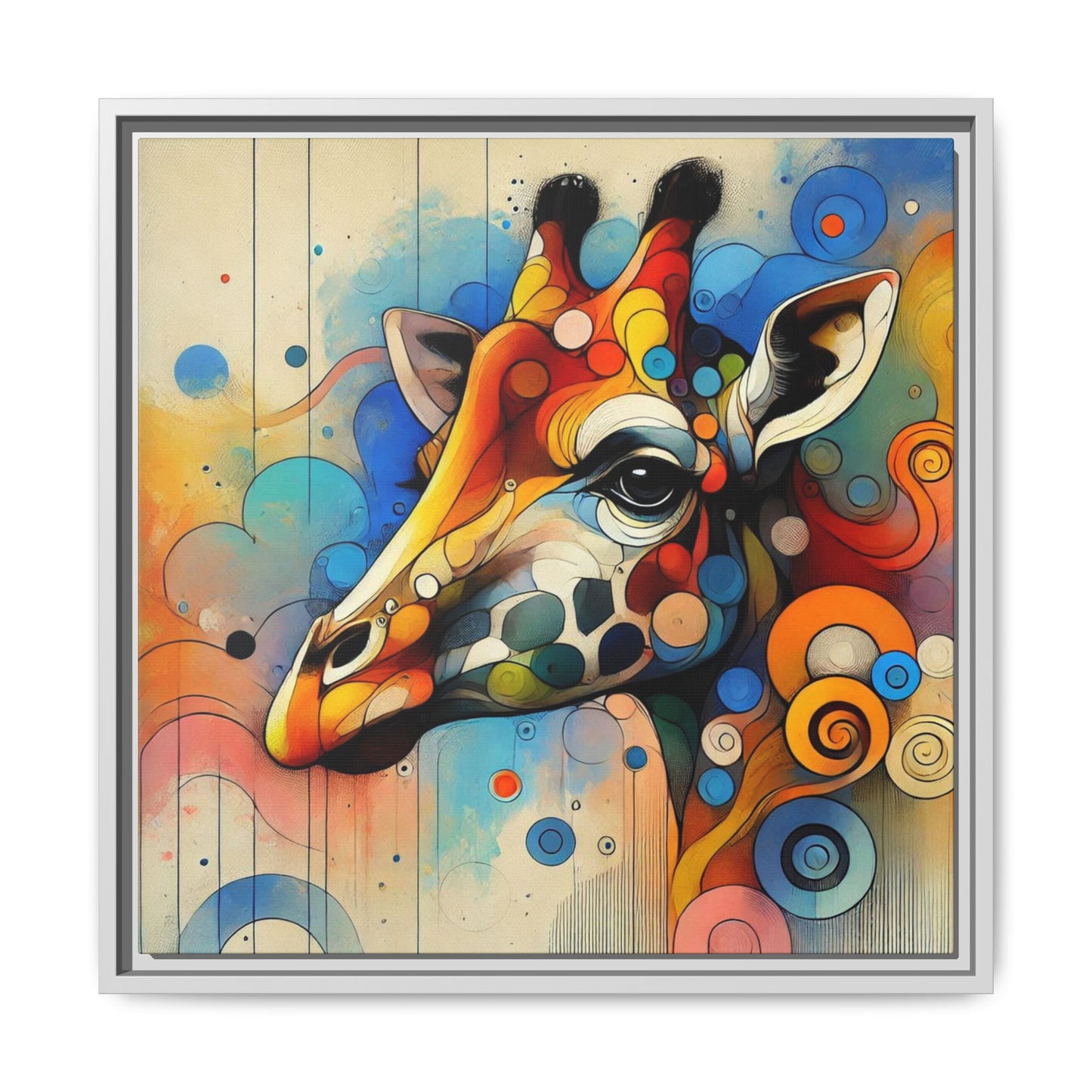 Modern Giraffe Print Abstract Design Unique Framed Canvas Print African Wall Art Animal Lover Gift Nature Lover Decor 3 frame colors