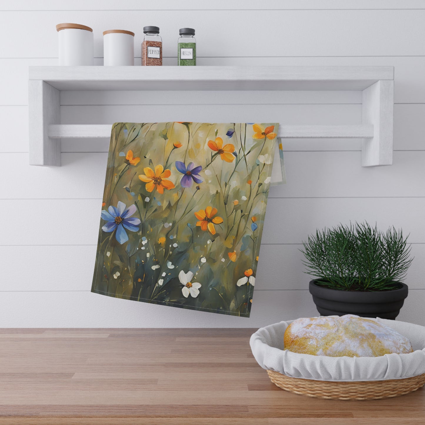 Floral Kitchen Tea Towel Pastel Dish Towel Durable Hand Towel Gift for Flower Lover Whimsical Home Decor Decorative Kitchen Cotton Twill