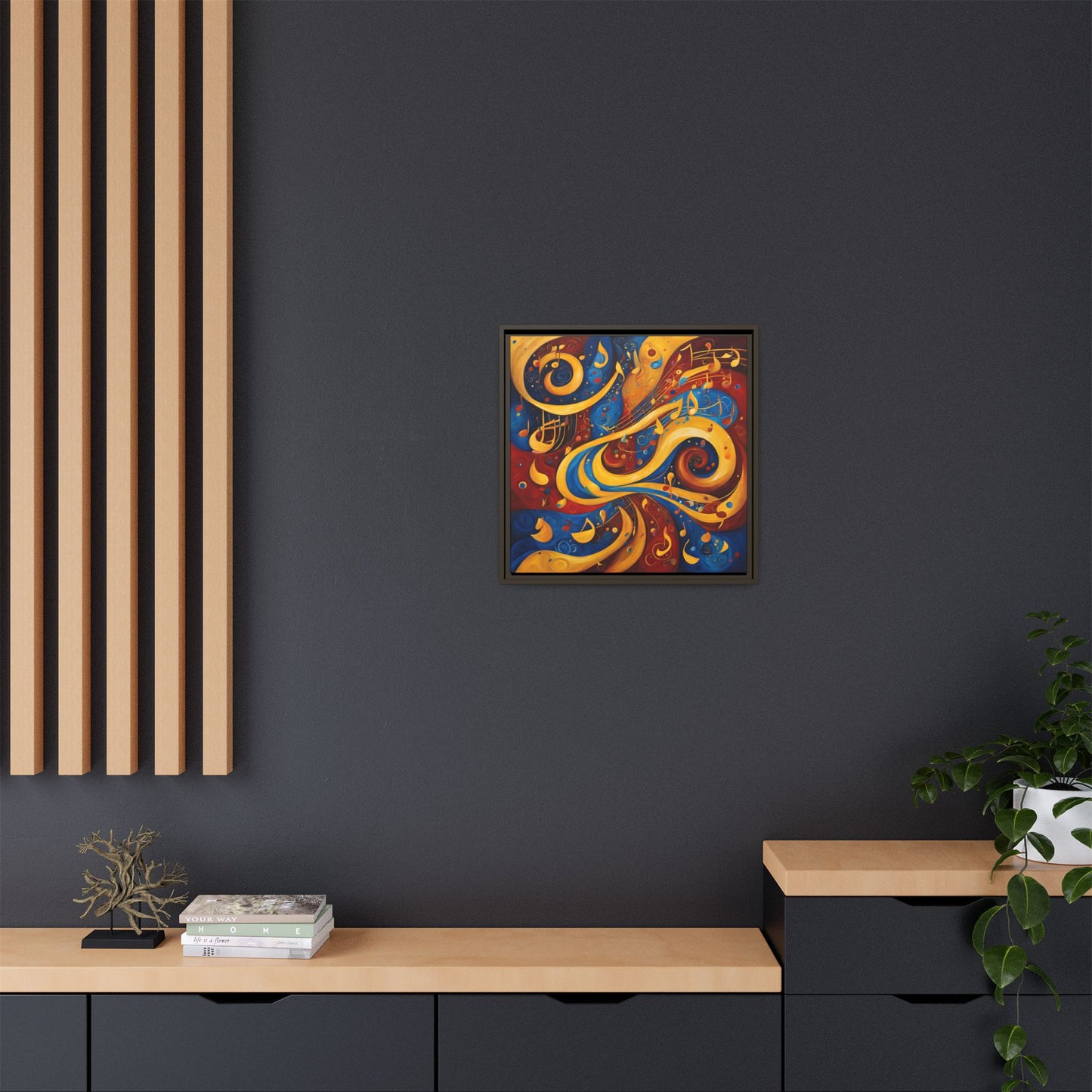 Modern Music-Themed Print Abstract Design Unique Framed Canvas Print Treble Clef Note Wall Art Music Lover Gift Decor 3 frame colors