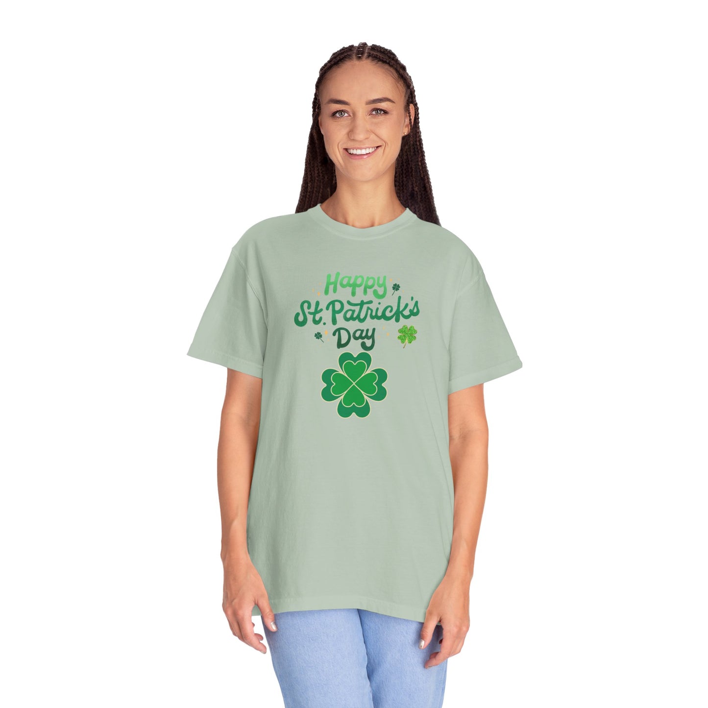 St. Patrick's Day T-Shirt Unisex Comfort Colors Relaxed Fit Garment-Dyed Tee 4 Leaf Clover Shirt Irish Themed Gift