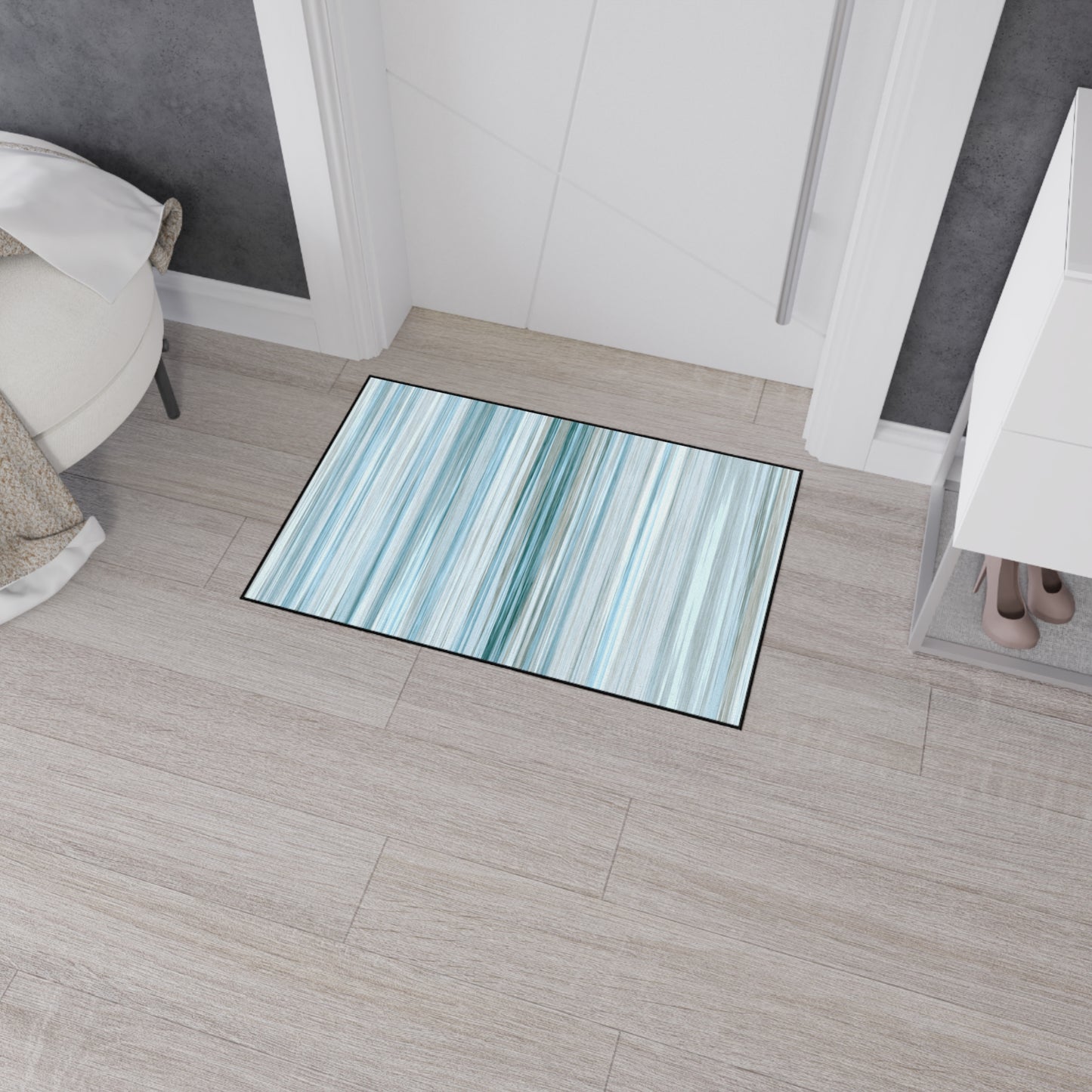 Decorative Heavy Duty Non-Slip Floor Mat Stylish Design Perfect for Entryway Kitchen Décor Beachy Rug Striped Bathroom Floor Door Mat