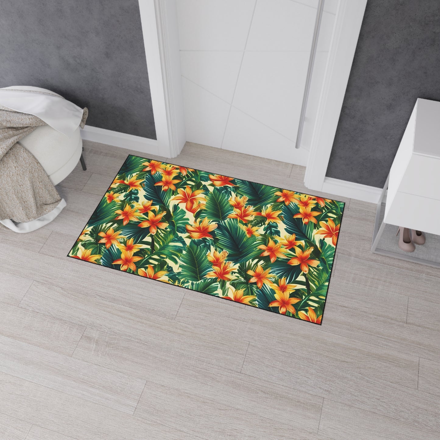 Decorative Heavy Duty Non-Slip Floor Mat Stylish Design Perfect for Entryway Kitchen Décor Garage Rug Tropical Bathroom Floor Door Mat
