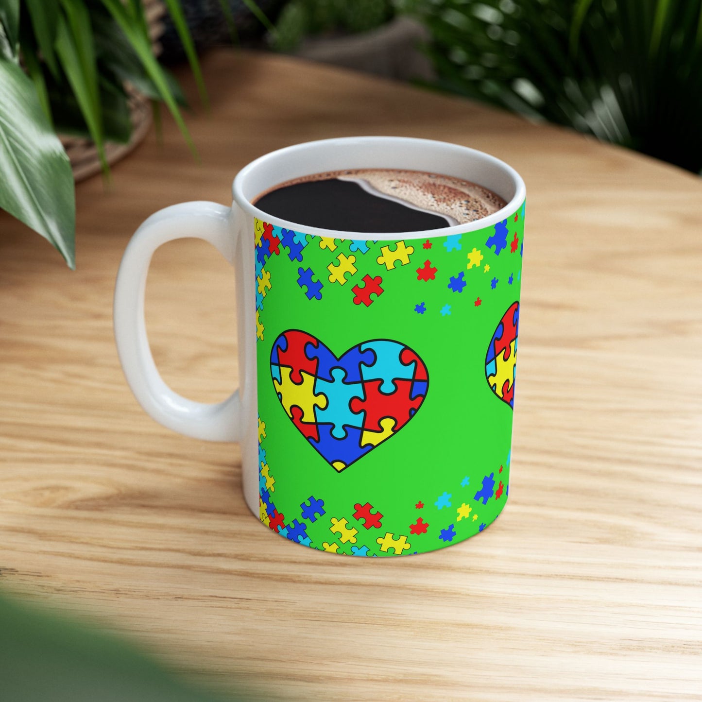 Autism Spectrum Awareness and Love Coffee Tea Mug Holiday Gift for Teacher Christmas Present Festive Unique Special Needs Gift Mug