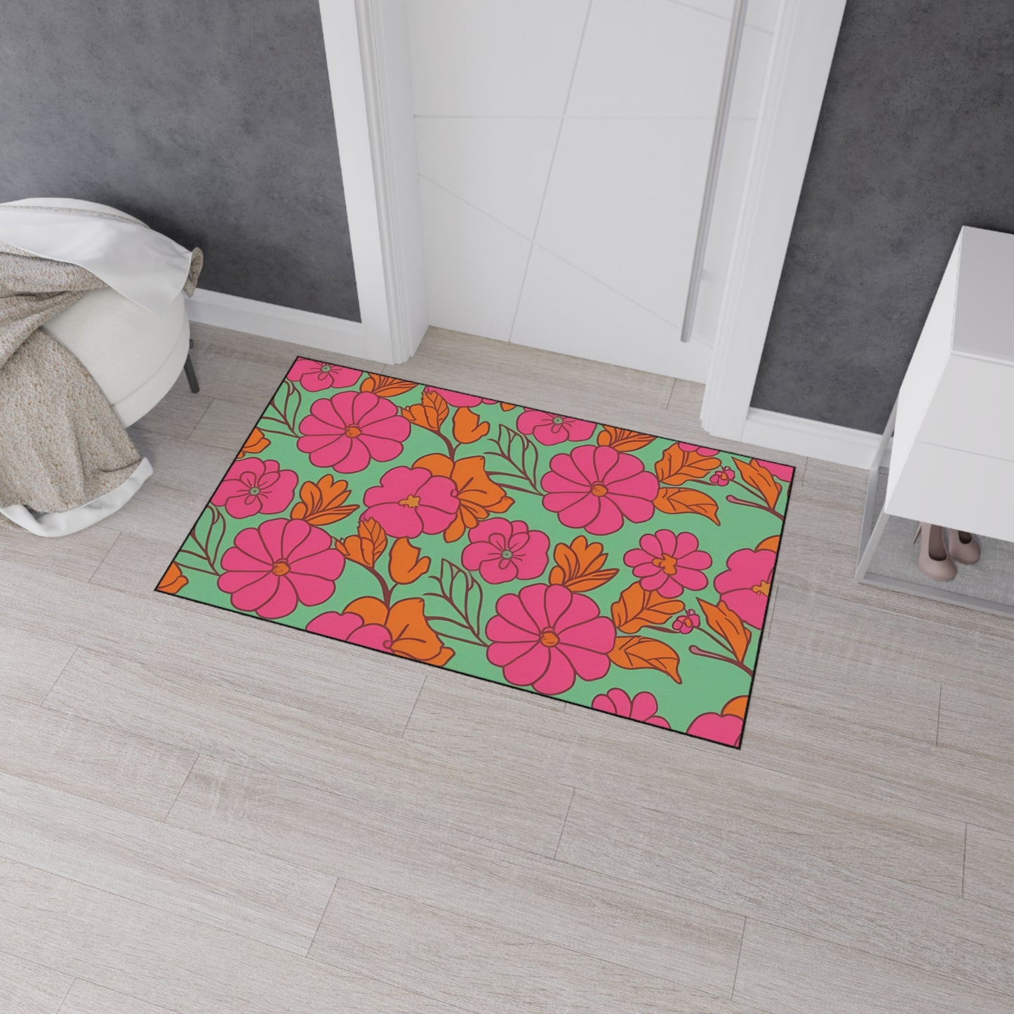 Decorative Heavy Duty Non-Slip Floor Mat Stylish Design Perfect for Entryway Kitchen Décor Garage Rug Tropical Bathroom Floor Door Mat