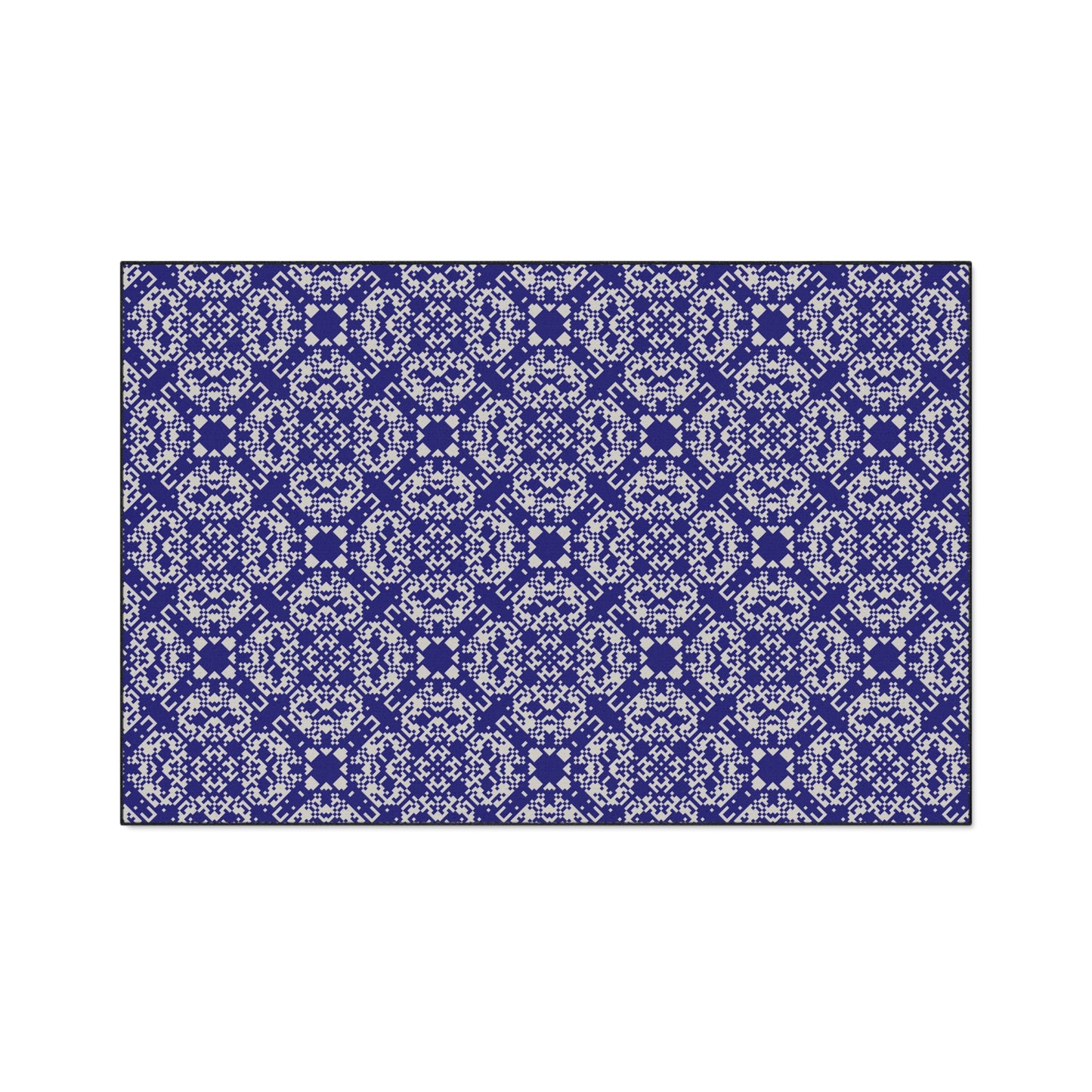 Decorative Heavy Duty Non-Slip Floor Mat Stylish Design Perfect for Entryway Kitchen Décor Blue Geometric Floral Design Rug Bathroom Mat