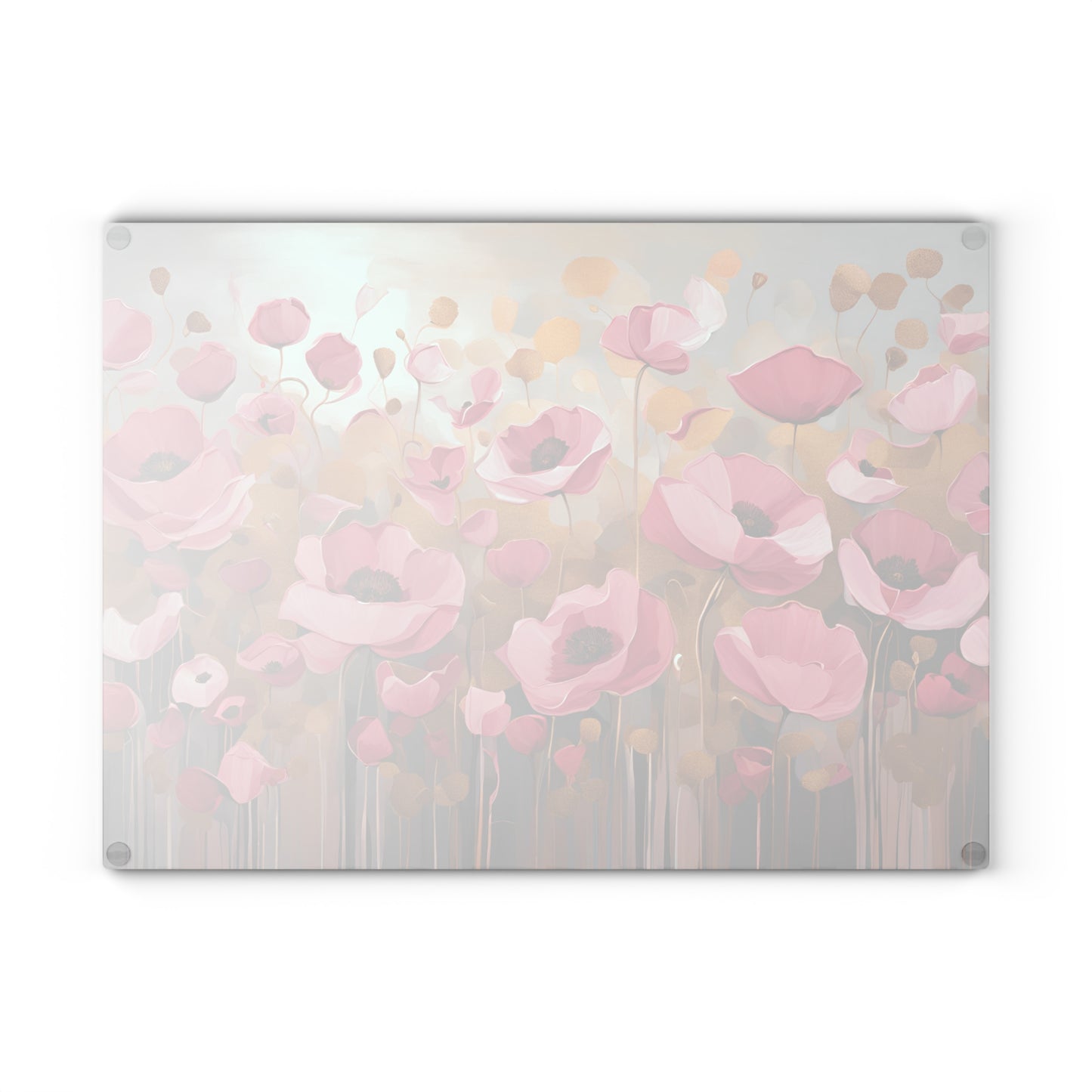 Kitchen Decor Glass Cutting Board Serving Tray with Field of Flowers Pattern Cutting Board Gift for Home Cook Charcuterie Board