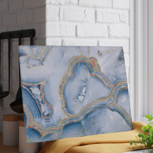 Kitchen Decor Glass Cutting Board Serving Tray with Quartz-look Design Cutting Board Gift for Home Cook Fun Marble-look Charcuterie Board