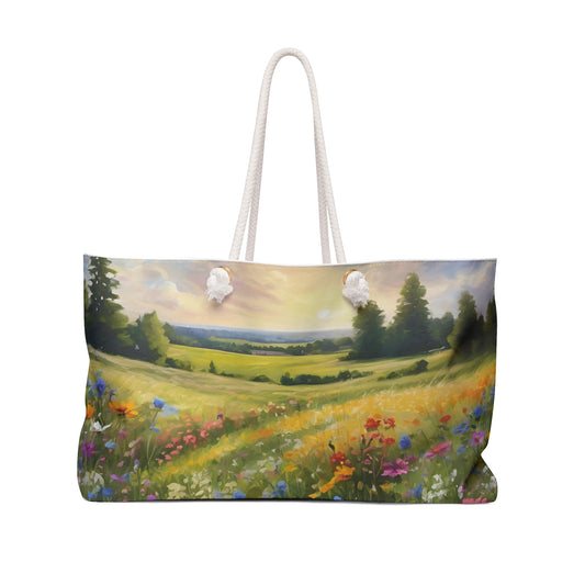 Wildflower Weekender Tote Bag Floral Grocery Bag Wildflower Shopping Bag Cottage Core Gift Bag Boho Bag Daisy Tote Bag Mom Gift