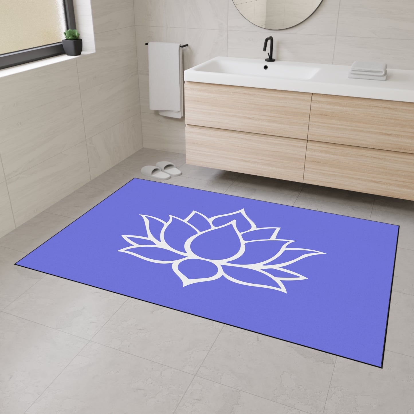 Decorative Heavy Duty Non-Slip Floor Mat Stylish Design Perfect for Entryway Kitchen Décor Lotus Blossom Floral Design Rug Bath Mat
