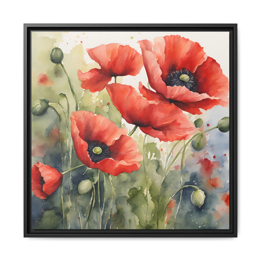 Modern Red Poppies Floral Design Unique Framed Canvas Print Wall Art Flower Lover Gift Nature Lover Gift Wildflower Decor 3 frame colors