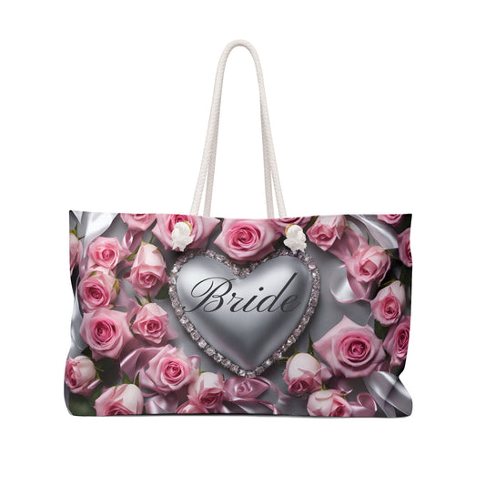 Bridal Heart Design Weekender Tote Bag Cottage Core Minimalist Wedding Gift Bridal Shower Trendy Gift for Her Romantic Wife to Be Gift