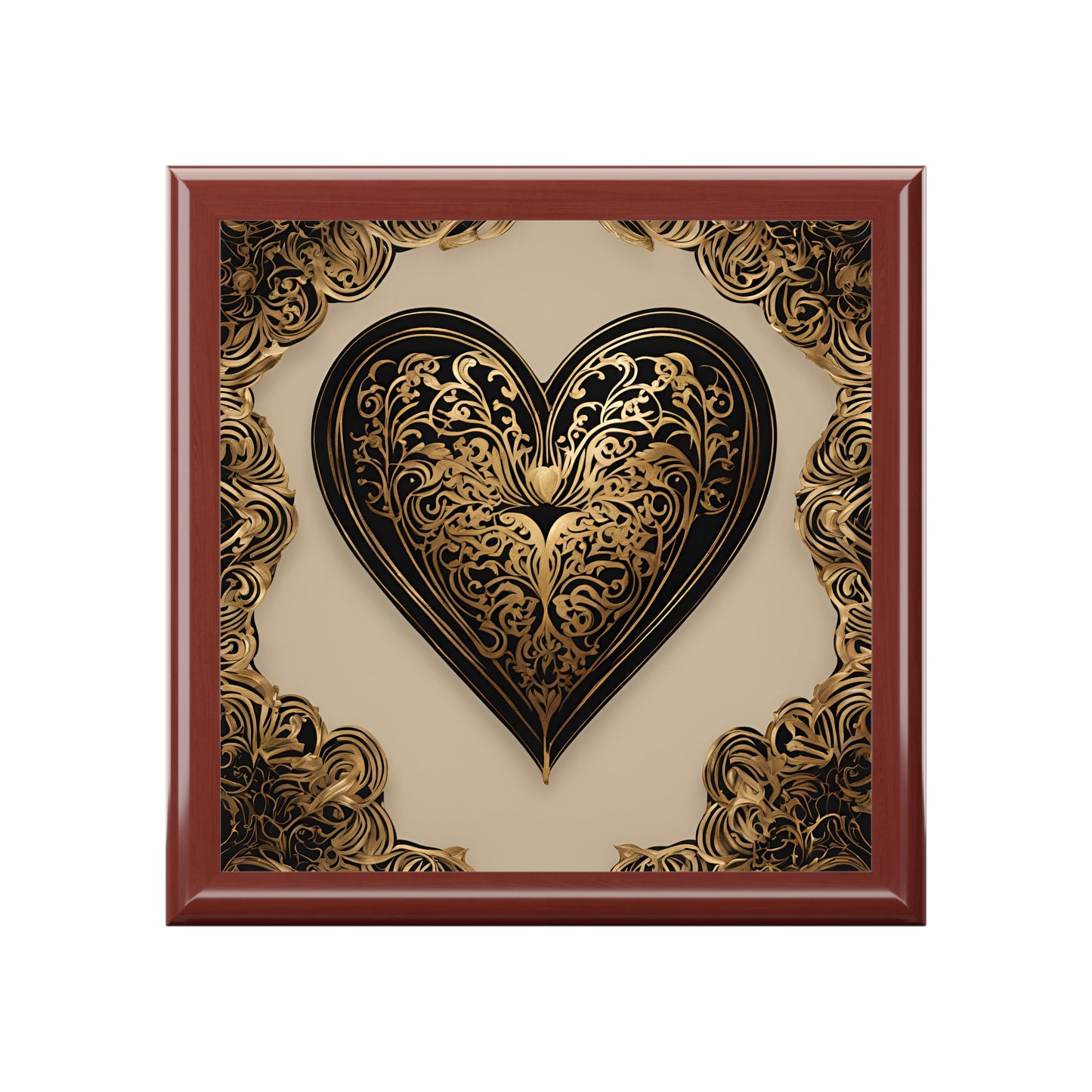 Unique Heart Art Print Design Jewelry Box Trinket Box Bedroom Dresser Decor Vanity Gift Box - 3 colors to choose from