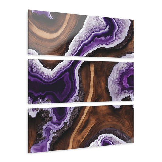 Geode-Inspired Wood-look Design Triptych Acrylic Print Wall Art Nature Lover Gift Geology Agate Rock Lover Gift