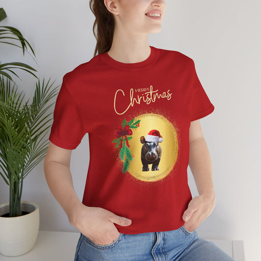 Merry Christmas Hippo T-Shirt | Unisex | Funny | Animal Lover | Ugly Sweater | Holiday gift |