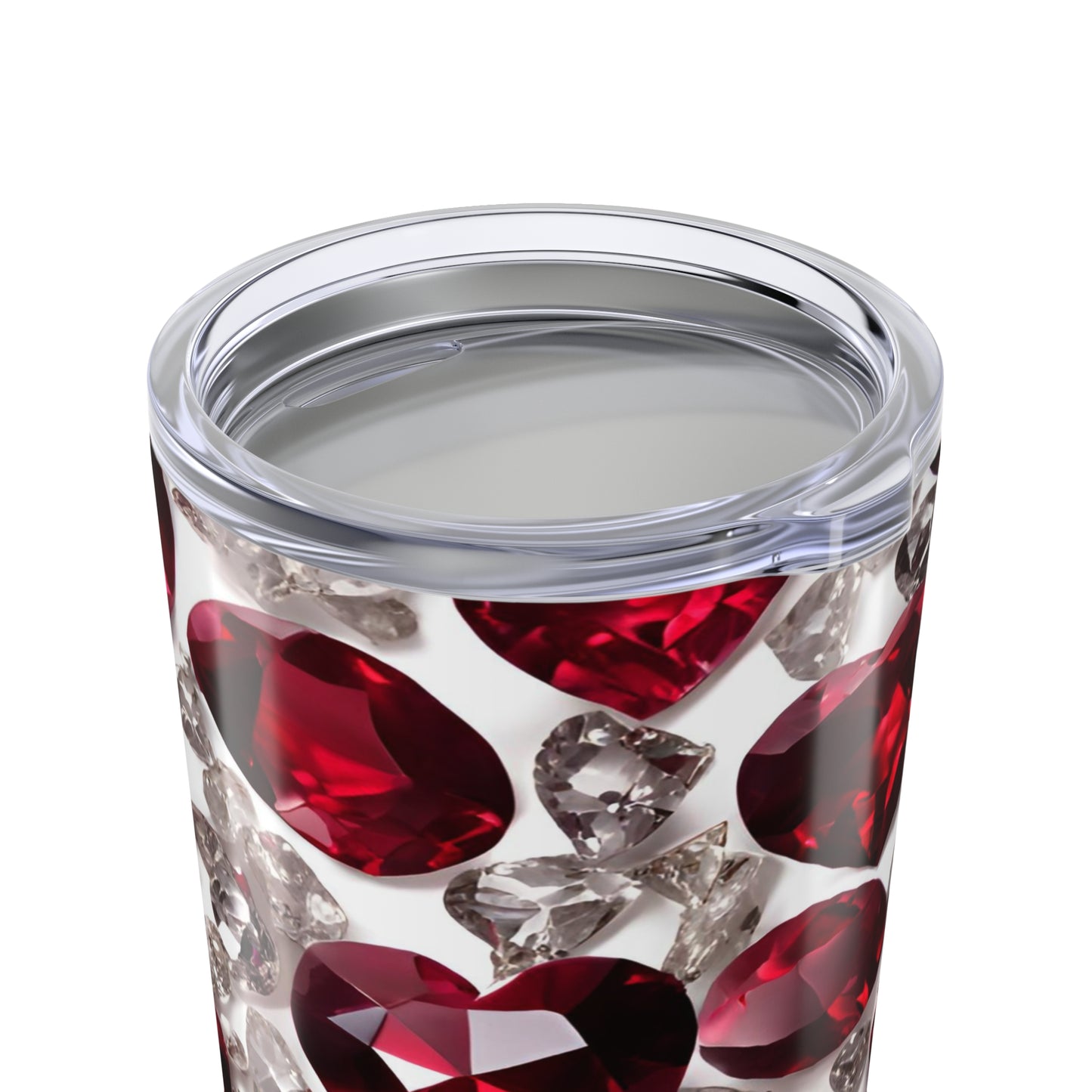 Ruby and Diamond Hearts Tumbler Valentine's Gift for Her Love Friendship Gift Tumbler Gemstone Lover Rhinestone Crystal Design Tumbler