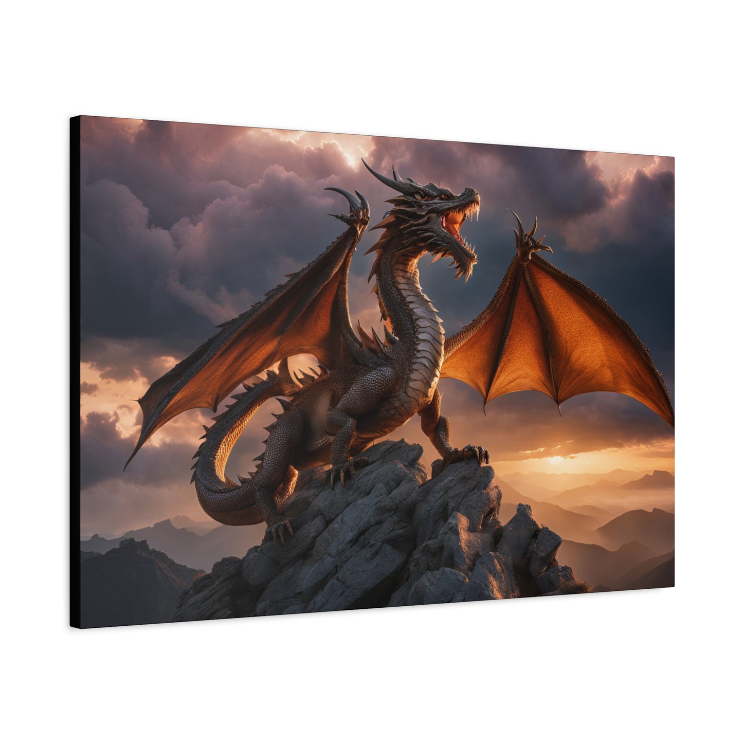 Dragon Print Wall Art | Matte Canvas, Stretched, 1.25" | Anime | Fantasy |