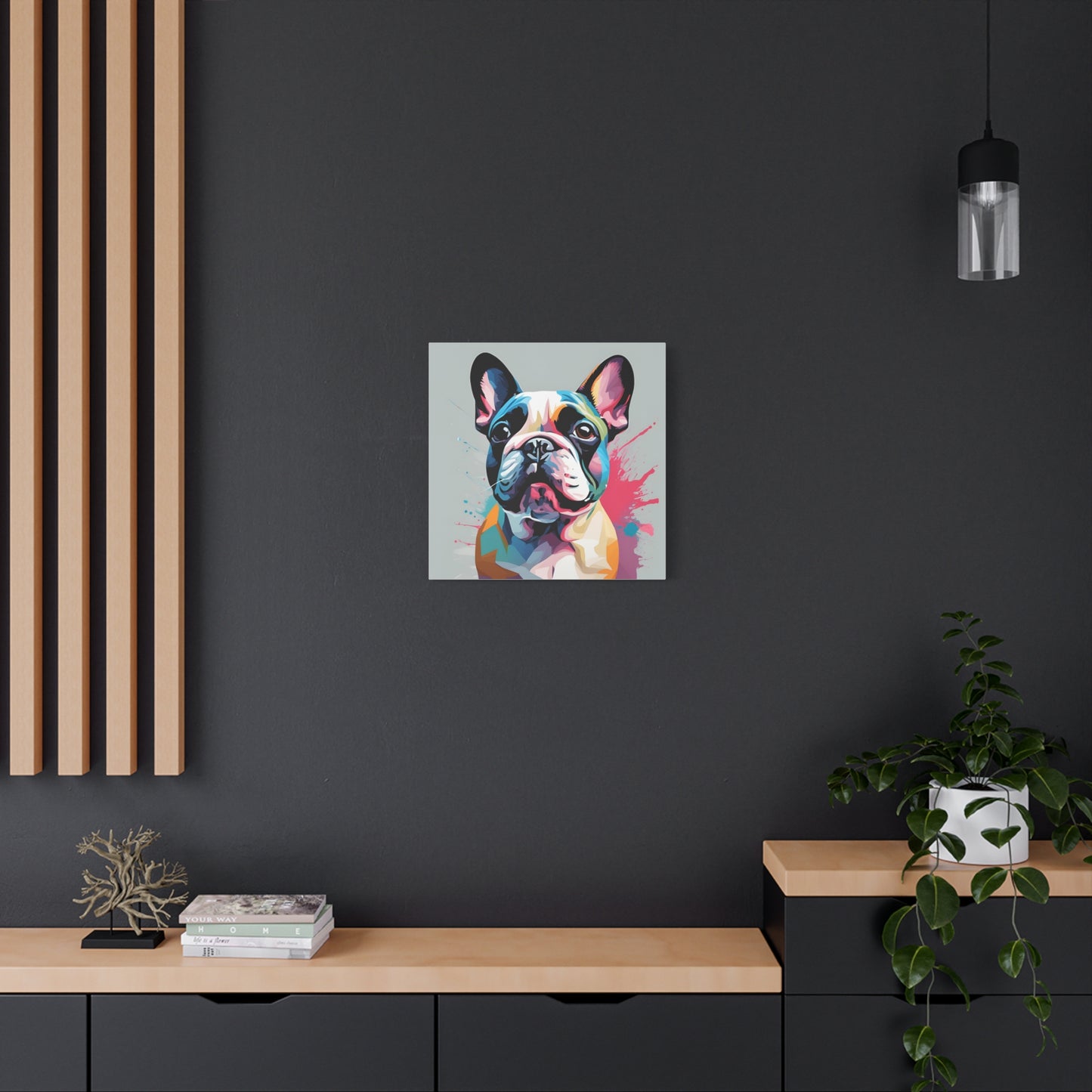 Frenchie Print Wall Art | Matte Canvas, Stretched, 1.25" | Dog Lover | Bulldog | Pet Parent | Modern Art |