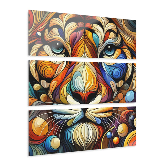 Lion Face Modern Art Style Design Triptych Acrylic Print Wall Art Nature Lover Gift Animal Lover African Gift