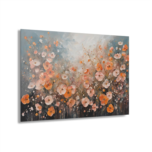 Large Floral Design Acrylic Print with French Cleat Nature Lover Wall Art Flower Lover Gift Poppy Flower Artwork Modern Garden Home Decor