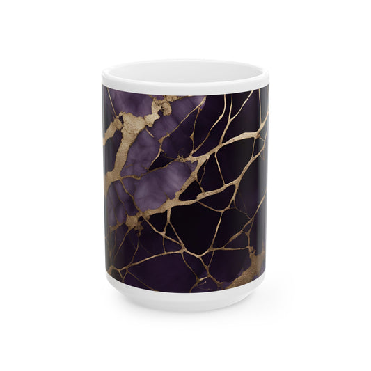 Boho Cottagecore 15-oz Ceramic Coffee Mug Quartz-Inspired Image Pastel Nature Rock Lover Ceramic Tea Cup Flower Garden Lover Gift for Her
