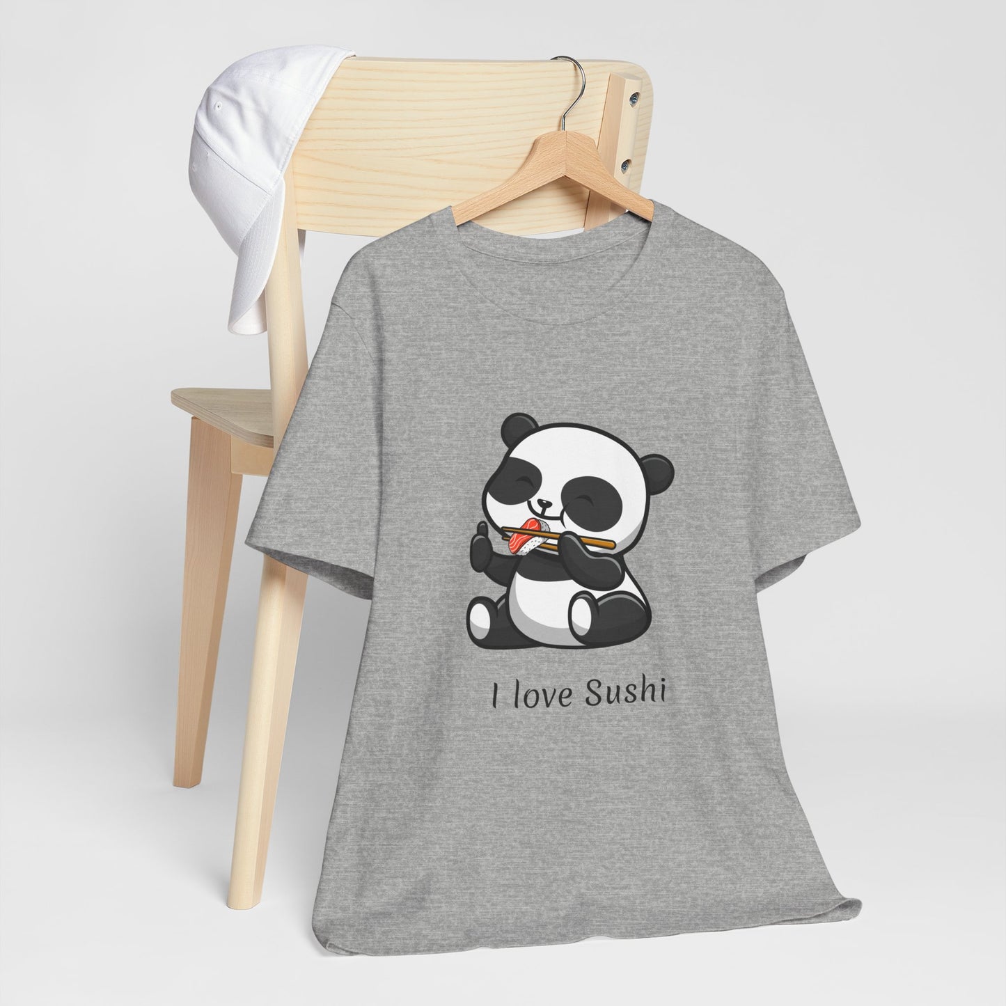 I Love Sushi T-shirt | Funny | Panda Bear | Unisex | Foodie | Culinary | Cute