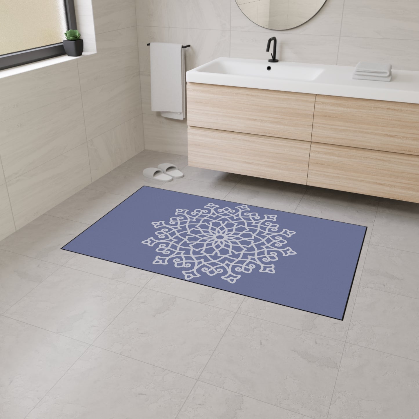 Decorative Heavy Duty Non-Slip Floor Mat Stylish Design Perfect for Entryway Kitchen Décor Grey Floral Geometric Design Rug Bathroom Mat