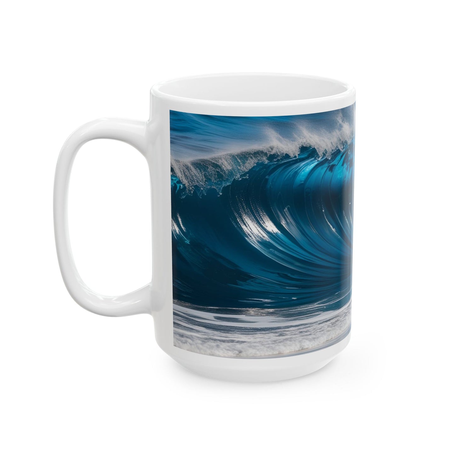 Ocean Wave Ceramic Coffee Mug Modern Beachy Design Mug Tea Cup Oceanic Swirl Design Salt Life Surfer Ceramic Mug